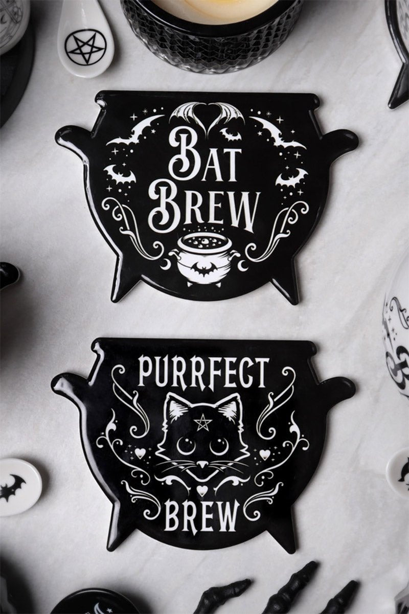 Bat Brew Cauldron Coaster Set