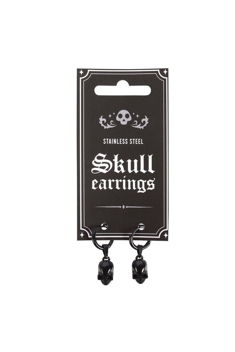 Black Stainless Steel Skull Earrings