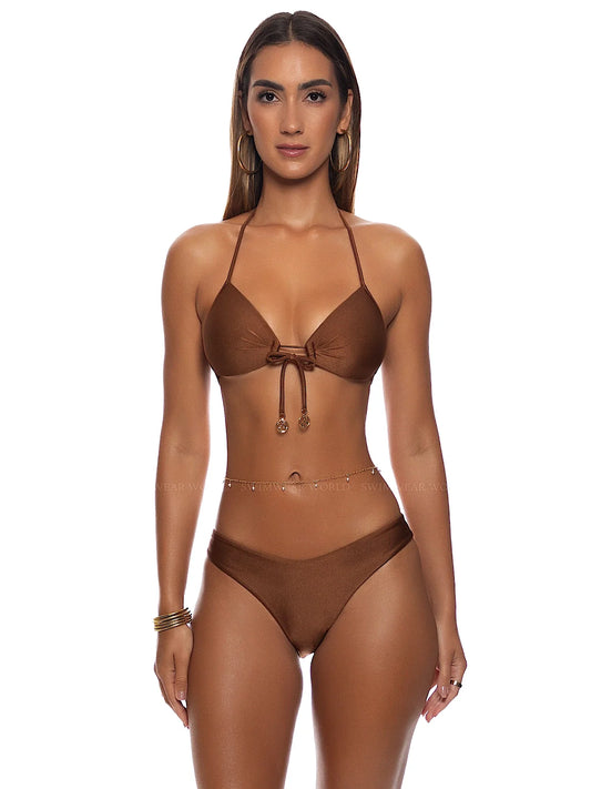 Molded Push-Up Bandeau Halter-Moderate Bikini
