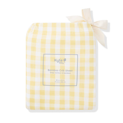 Crib Sheet in Gingham Chamomile