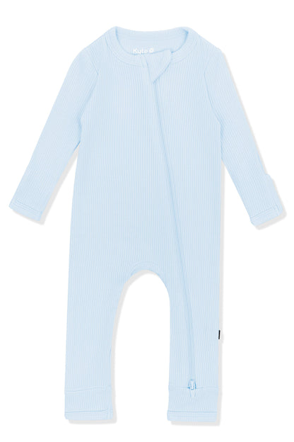 Ribbed Zipper Romper in Breeze