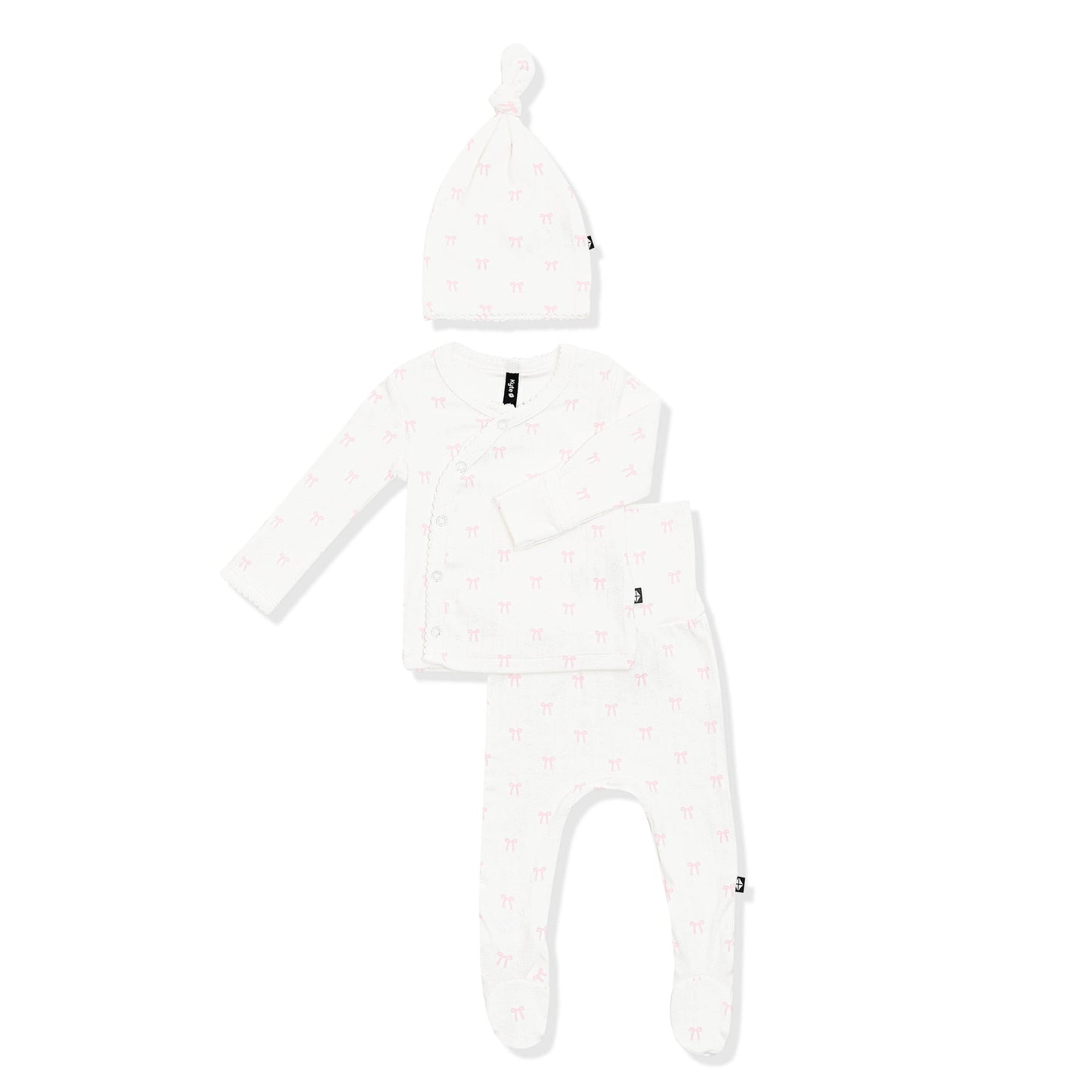 Pointelle Take Me Home Set with Cap in Sweet Pink Bow