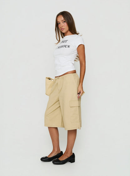 Allyza Baggy Cargo Shorts Stone