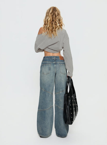 Atmosphere Mid Rise Straight Leg Jeans Antique Wash