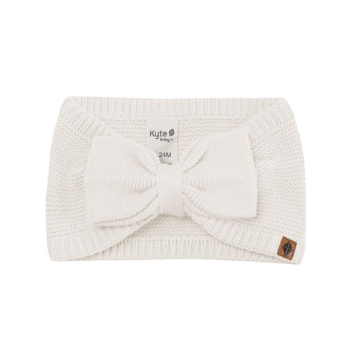 Chunky Knit Adult Bow Headband in Oat