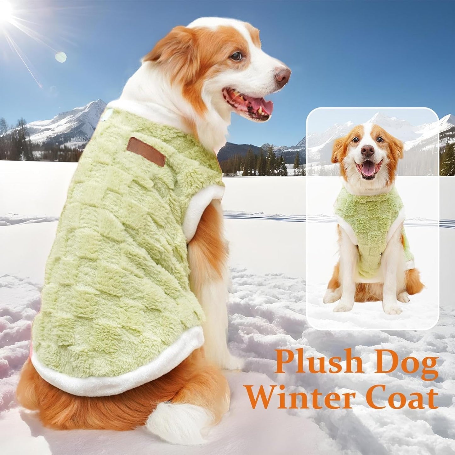 Generic - Plush dog winter coat—warm, cozy vest for medium to large dogs and cats in cold weather (Green).
