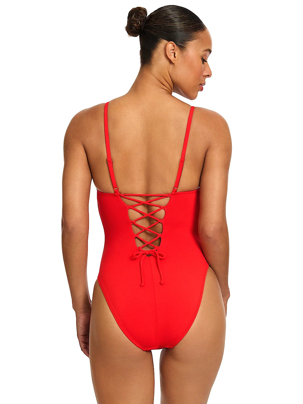 Ava Mio Lace-Up Back One-Piece