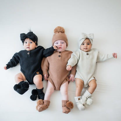Chunky Knit Romper in Oat