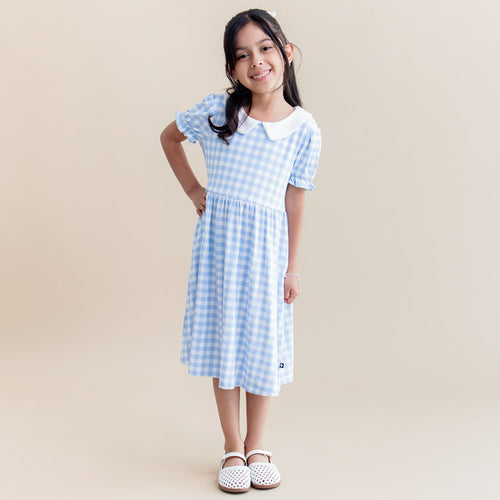 Peter Pan Collar Dress in Gingham Breeze