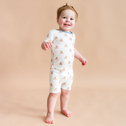 Short Sleeve Pajamas in Teddy Bear