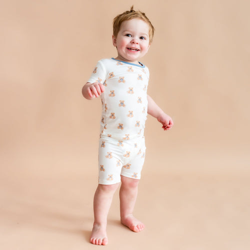 Short Sleeve Pajamas in Teddy Bear