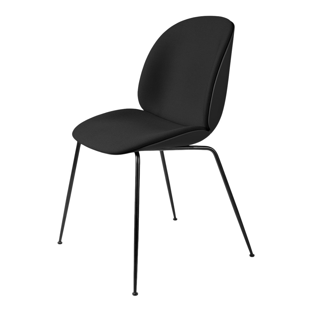 Beetle Dining Chair - Front Upholstered - Antique Brass Conic Base