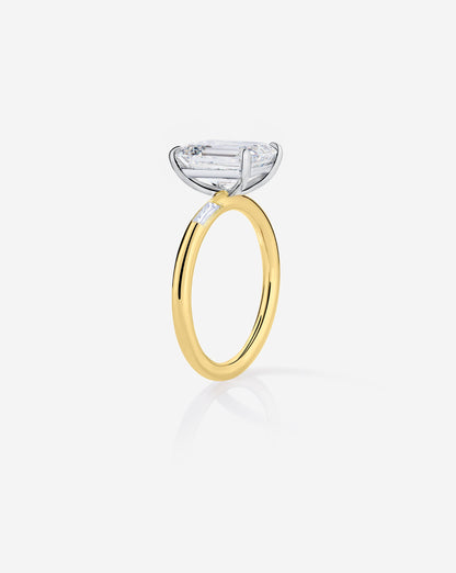 3.13 Emerald Lab Diamond in Cloud Inlay Baguette