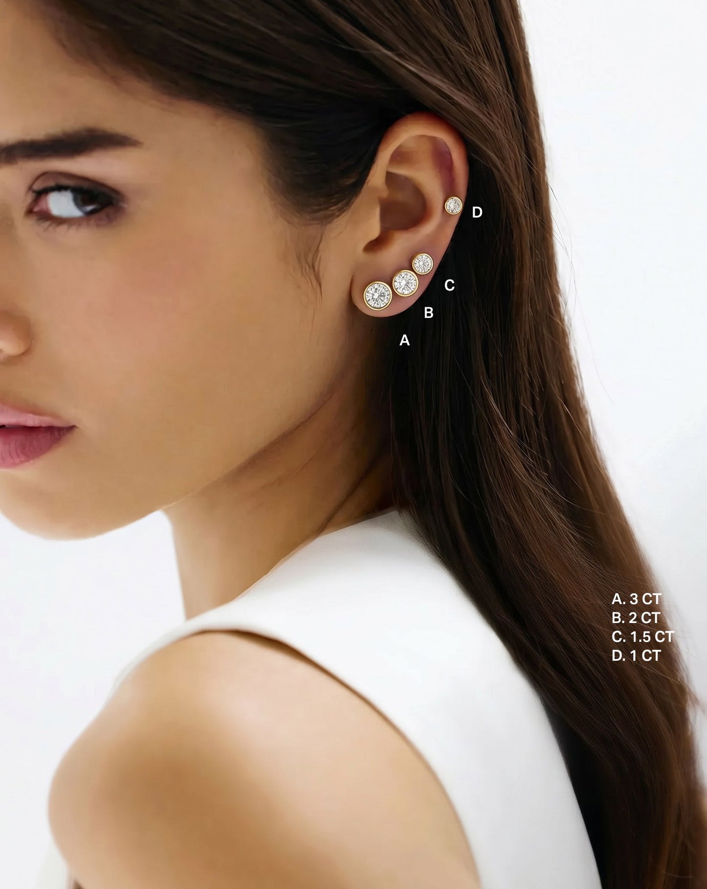 Bezel Round Lab Diamond Studs