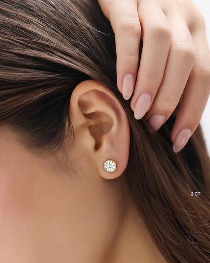 Bezel Round Lab Diamond Studs