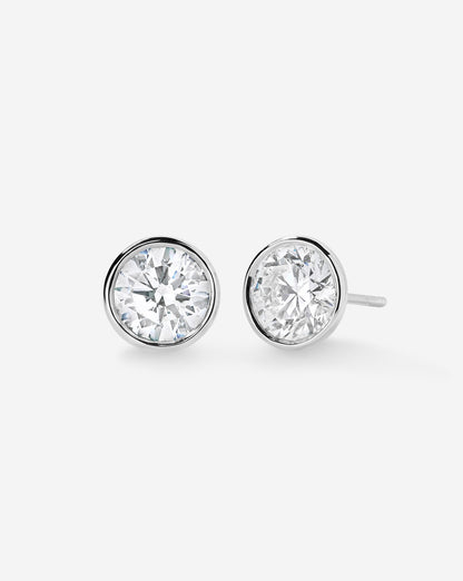 Bezel Round Lab Diamond Studs