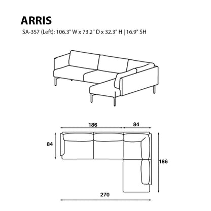 Arris Sofa - L-Shaped w/ Slender Arms (106.3" W)