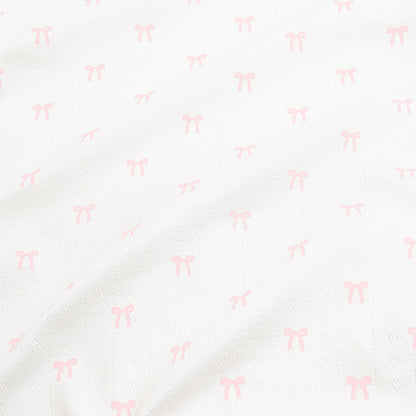 Pointelle Kimono Bodysuit in Sweet Pink Bow
