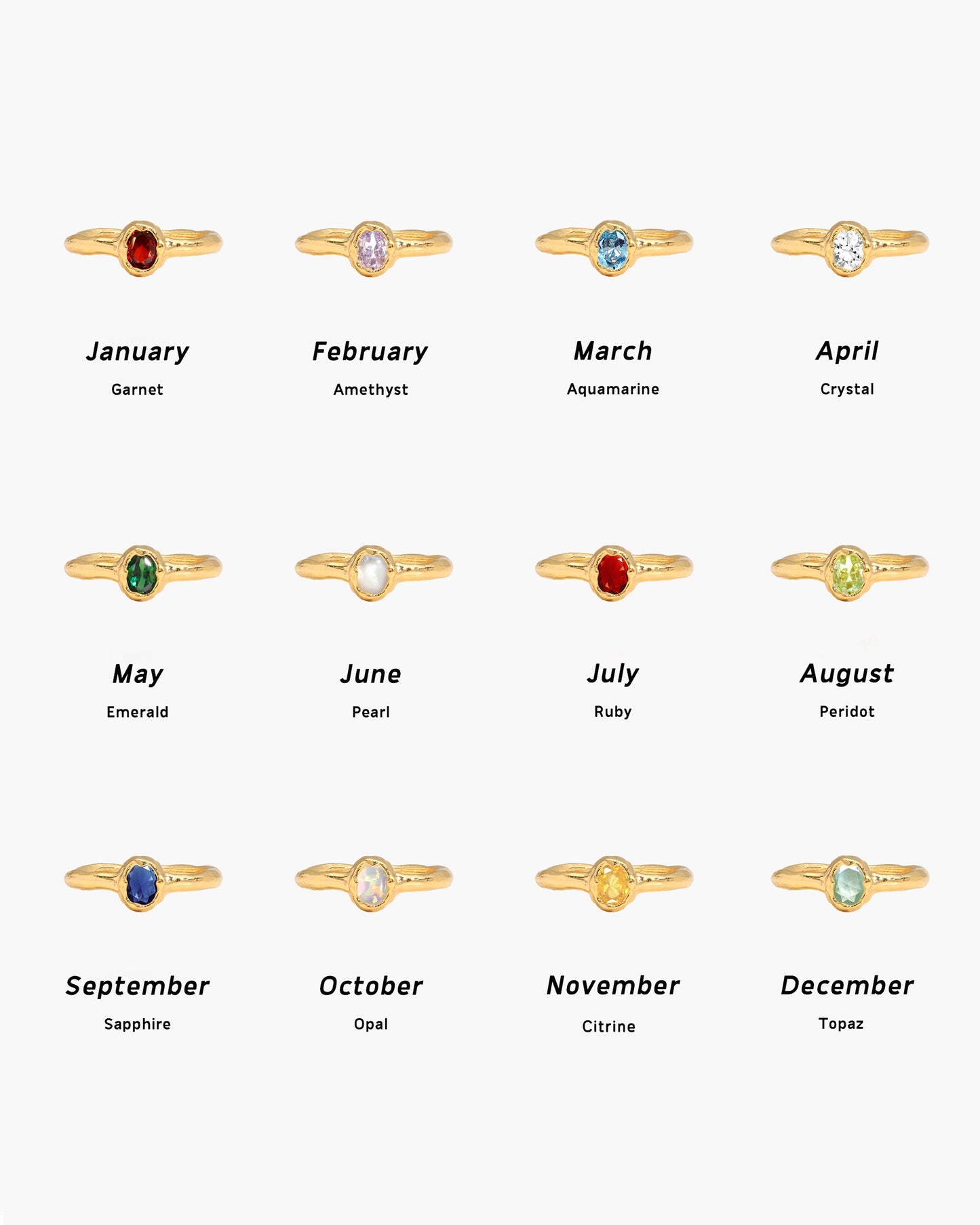 Birthstone Ring in Gold - April