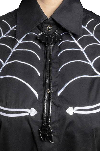 Bat Black Bolo Western Tie