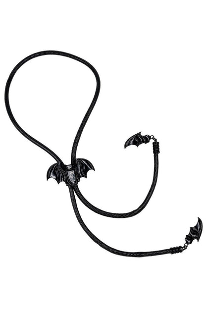 Bat Black Bolo Western Tie