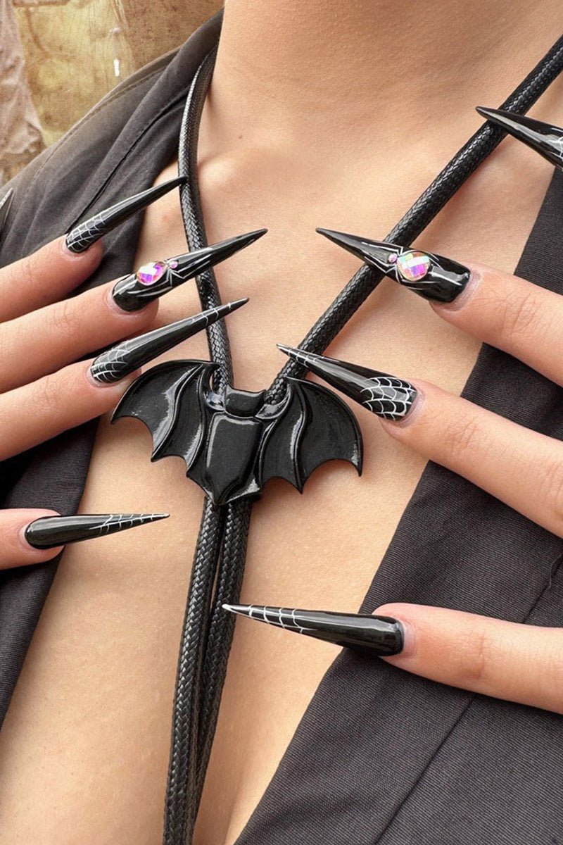 Bat Black Bolo Western Tie