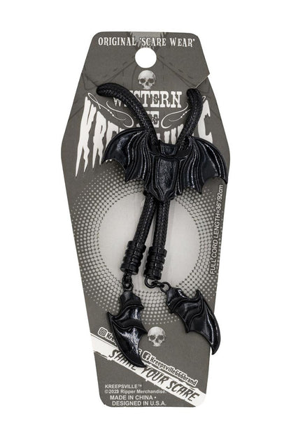 Bat Black Bolo Western Tie