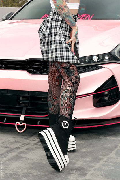 Asymmetric Bat Fishnet Tights