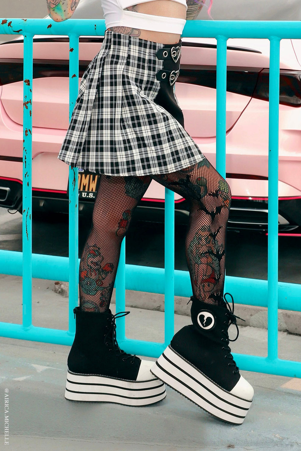 Asymmetric Bat Fishnet Tights