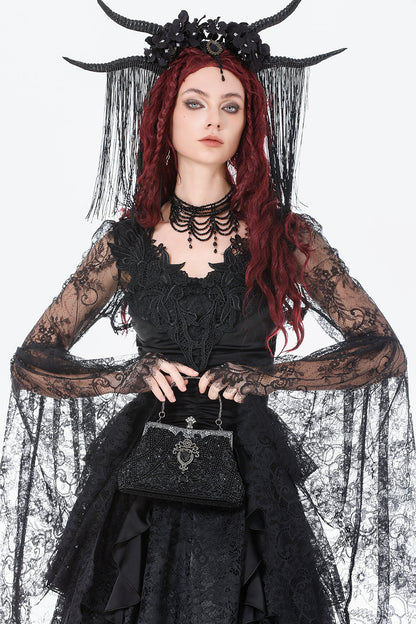 Black Starlight Small Beaded Bag
