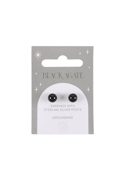 Black Agate Semi Precious Crystal Earrings
