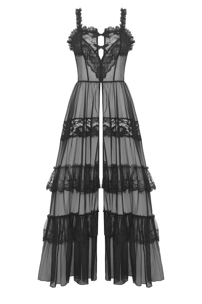 Black Madonna Mesh Maxi Dress