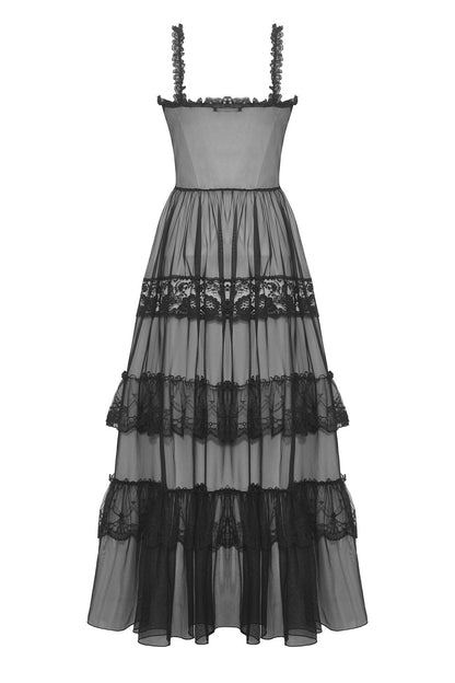 Black Madonna Mesh Maxi Dress