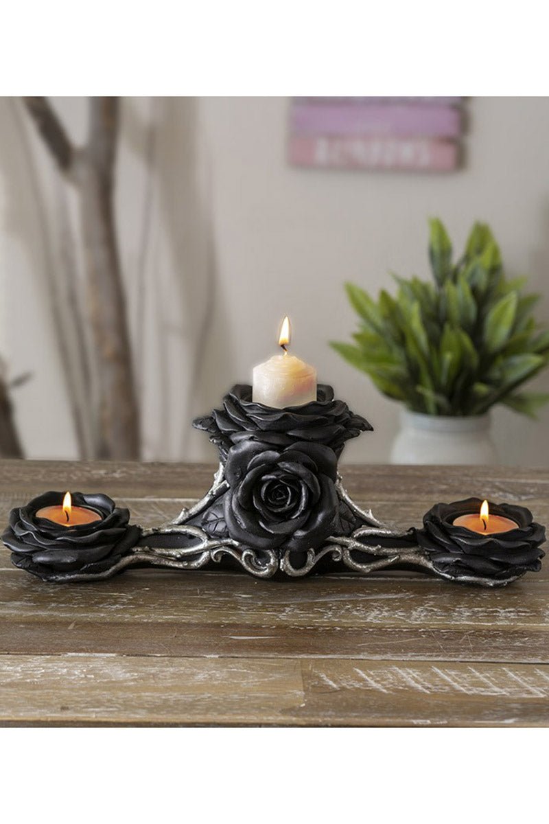 Black Rose Triple Votive Holder
