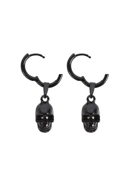 Black Stainless Steel Skull Earrings