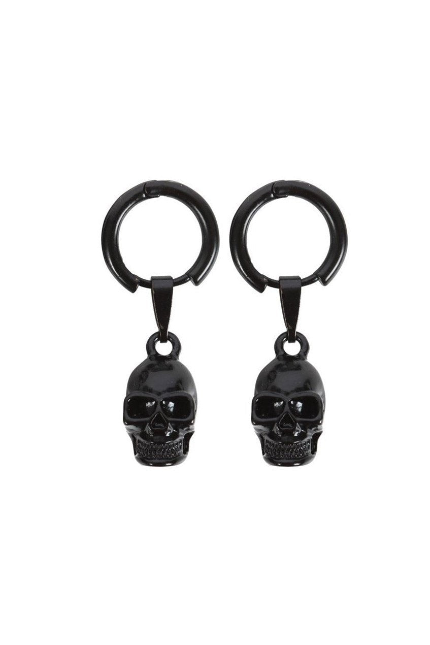 Black Stainless Steel Skull Earrings