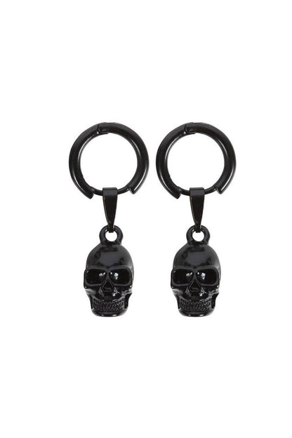 Black Stainless Steel Skull Earrings