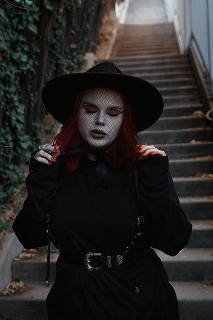 Black Veiled Hat