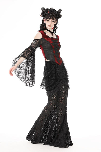 Blood Pact Embroidered Cold Shoulder Top