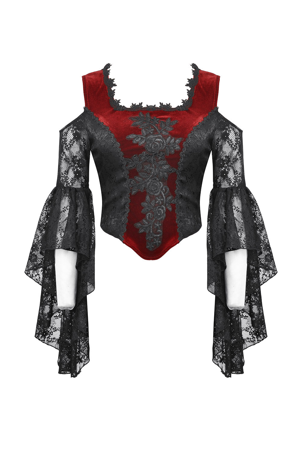 Blood Pact Embroidered Cold Shoulder Top