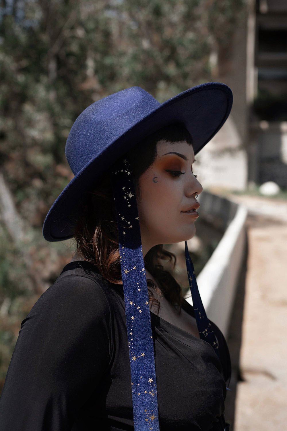 Blue Stargazer Veiled Hat