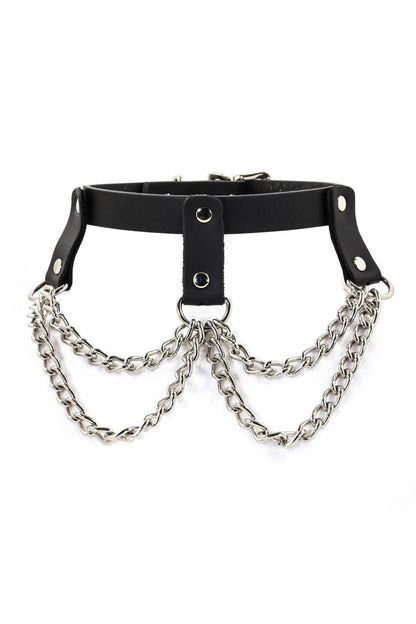 Catacomb Caged Leather Chain Choker