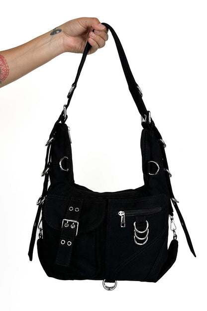 Canvas D-Ring Grommet Hobo Bag
