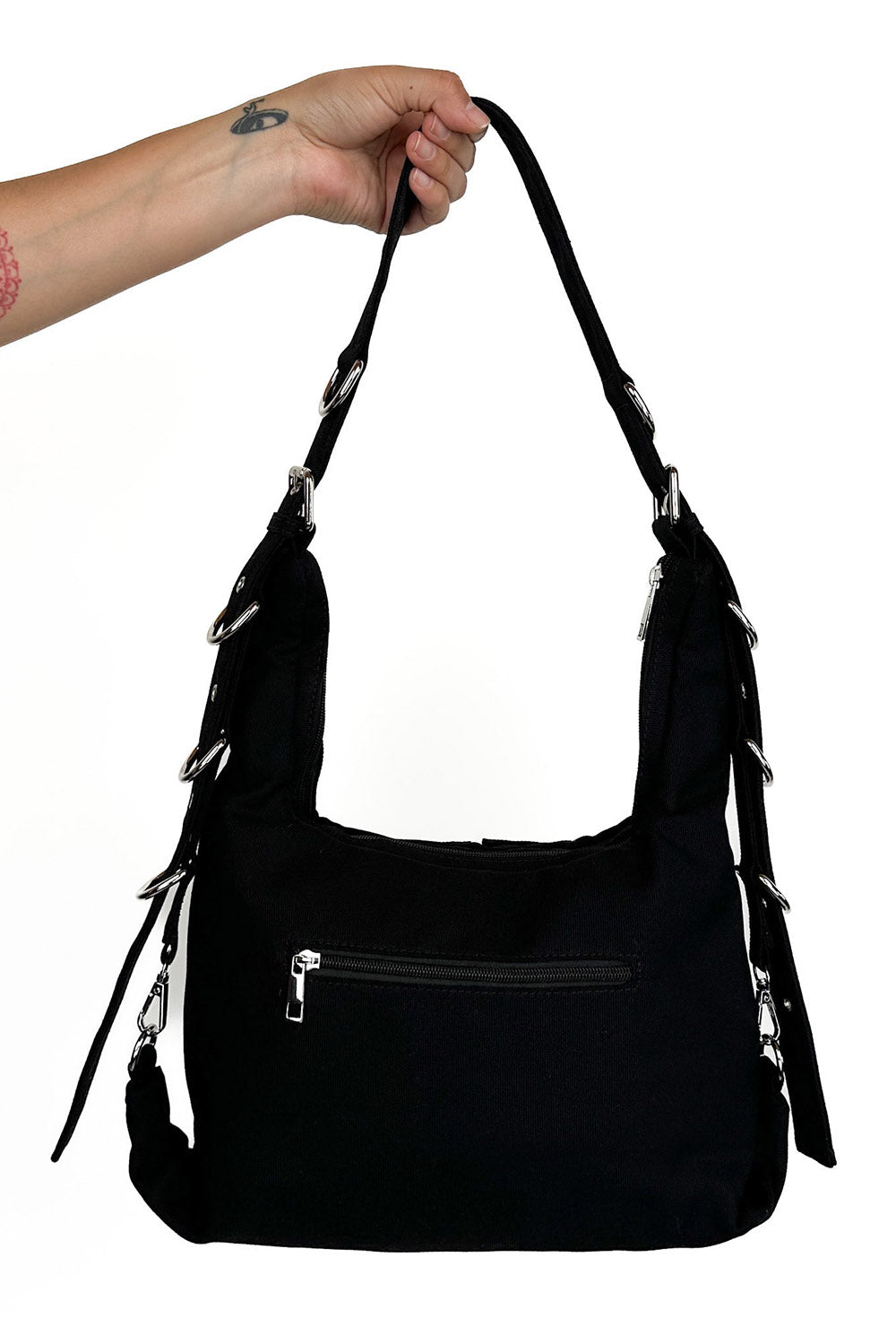 Canvas D-Ring Grommet Hobo Bag