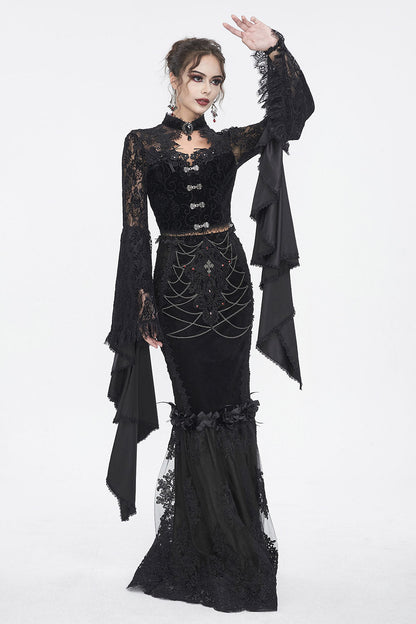 Catacombs of Paris Mermaid Maxi Skirt