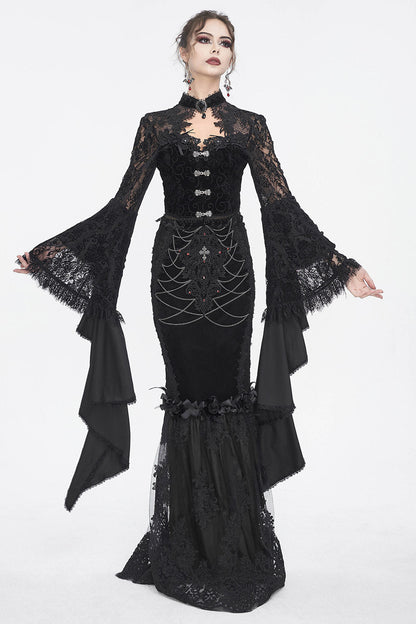 Catacombs of Paris Mermaid Maxi Skirt