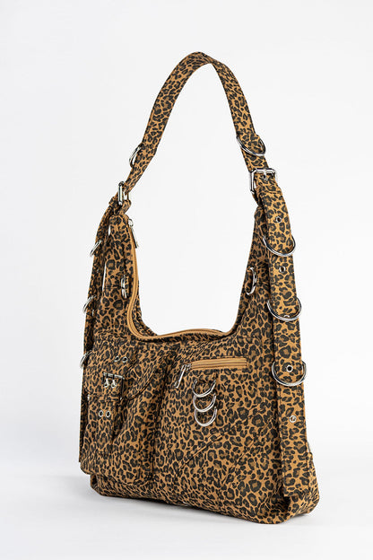 Canvas D-Ring Grommet Hobo Bag
