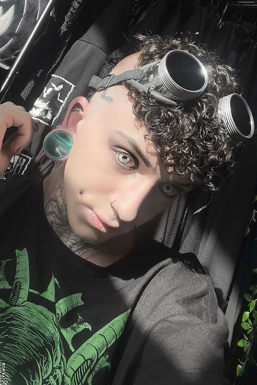 Cyber Steampunk Goggles Tinted [BLACK LENSES]