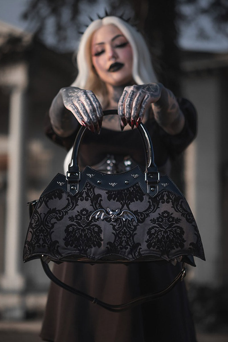 Damask Bat Handbag [Black]