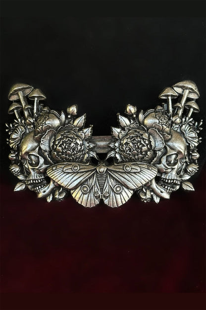 Cemetery Garden: Mushroom Skull Barrette